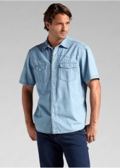 Рубашка мужская джинсовая с короткими рукавами, John Baner