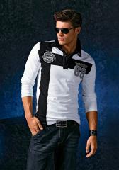 Мужская футболка-поло с длинными рукавами, John Devin Мужская футболка-поло с длинными рукавами, John Devin