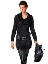 Женский длинный мохнатый пуловер, Alba Moda