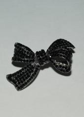 Брошь с черными стразами «Бантик» 