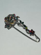 Брошь-булавка с разноцветными стразами «Роза» Брошь-булавка с разноцветными стразами «Роза»