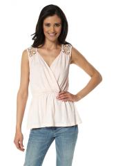 Топ женский с эффектом запаха и кружевной вставкой на спине, Laura Scott Топ женский с эффектом запаха и кружевной вставкой на спине, Laura Scott