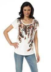 Футболка женская с принтом из перьев, Laura Scott Футболка женская с принтом из перьев, Laura Scott