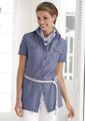 Блузка-рубашка женская с короткими рукавами (К-размеры)